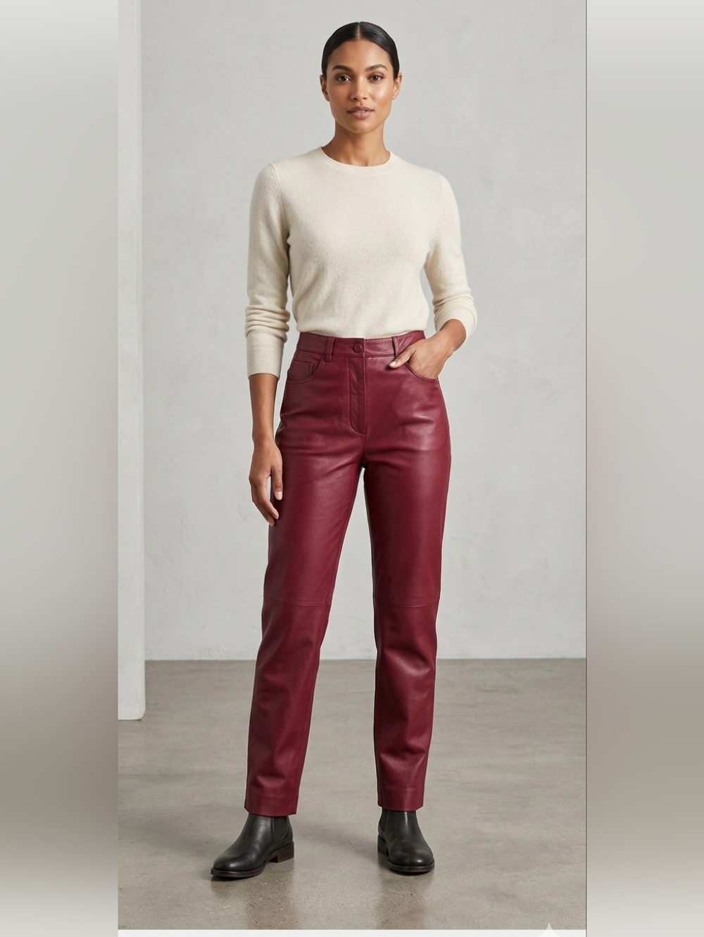 Excelled Vintage Women's Red Leather Pants Size 10 New